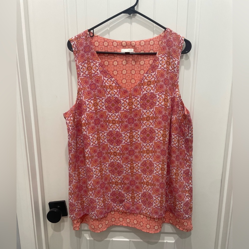 J. Jill Pink and Orange Printed Sleeveless Top